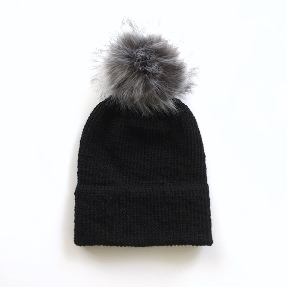 Winter Hats Women Pom Pom Beanie Black Etsy