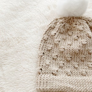 Knit Hat Pattern for Baby: Bobble Stitch Beanie, Newborn 0-3 months, DK Weight Yarn, Easy Intermediate, PDF Instant Download image 5