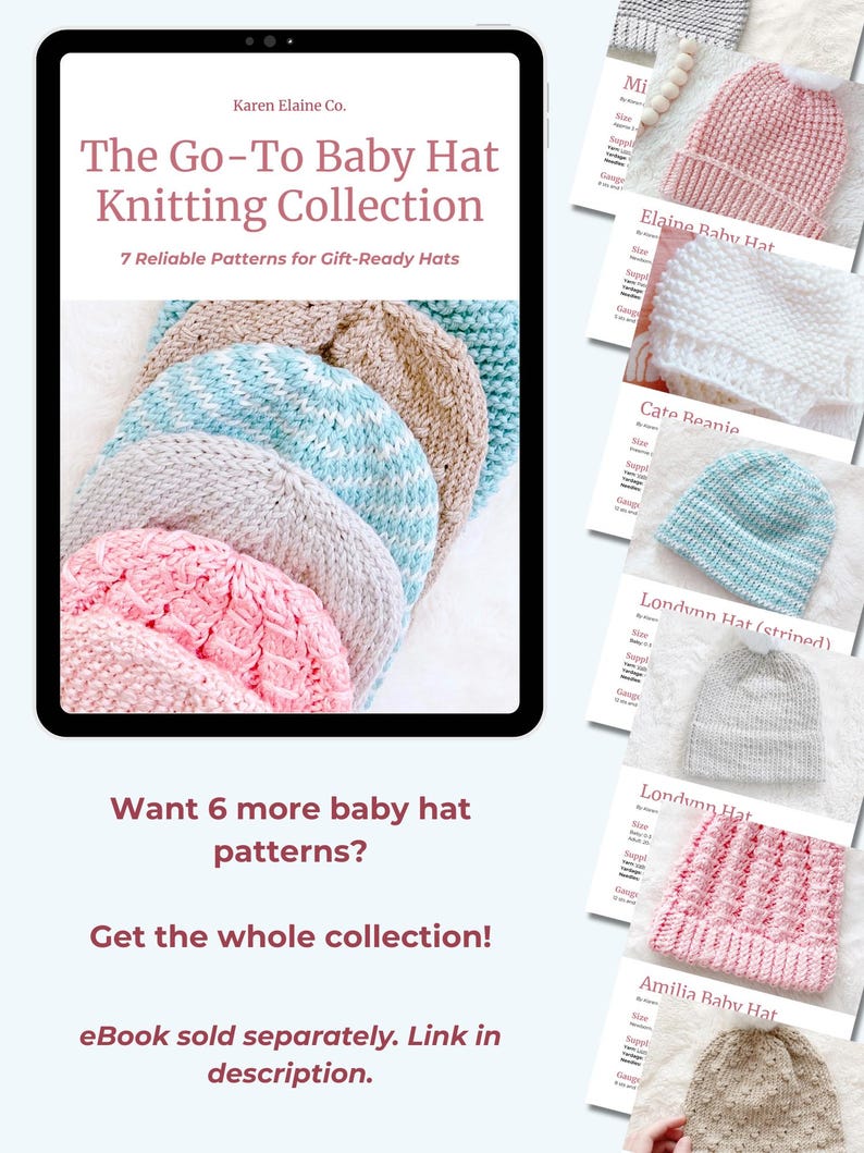 Easy Beginner Baby Hat Knitting Pattern in 3 Sizes: Preemie, Newborn, 3 ...