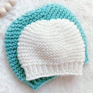 Easy Beginner Baby Hat Knitting Pattern in 3 Sizes: Preemie, Newborn, 3-6 months, Cate Beanie