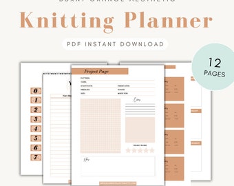 Printable Knitting Project Planner | 12 Pages, Care Tags, Yarn Stash, Needle Inventory, Notes, Abbreviations, Essentials for Beginners