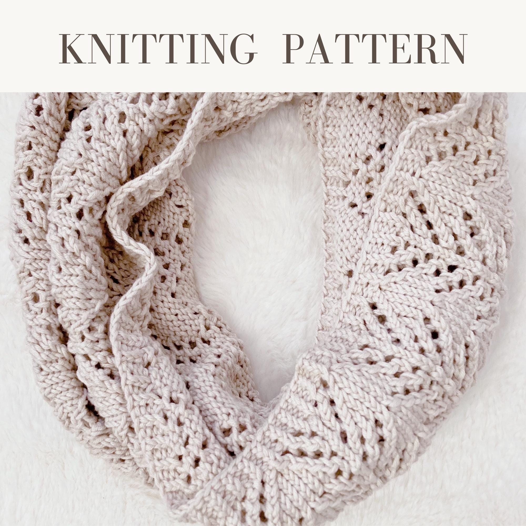Easy Lace Cowl Scarf Knitting Pattern for Women, MAE Infinity Scarf for ...