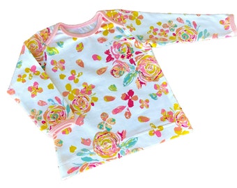 Modello PDF per t-shirt sovrapposte, top per bambini, cartamodello per cucire, taglie da preemie a 3T