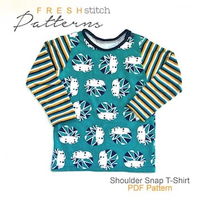 Shoulder Snap T-Shirt PDF Pattern Sizes Preemie to 2-3