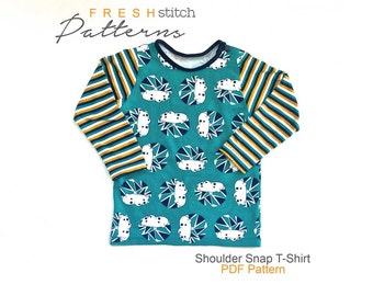 Shoulder Snap T-Shirt PDF Pattern Sizes Preemie to 2-3