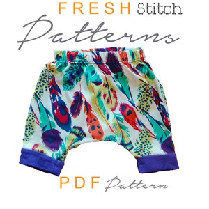 Harem 3/4 Pants Sizes Newborn to 6.  PDF instant download