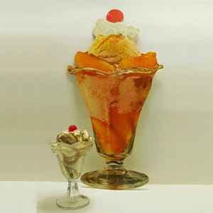 Vintage Soda Fountain Collectables, Ice Cream Parlor Cardboard Litho Advertising Display, Vintage Large Die Cut Ice Cream Sundae