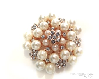 Rose Gold Brooch, Rose Gold, Vintage Style Brooch, Rhinestone Brooch, Women's Gift Ideas, Brooches, Pin, Bridal Jewelry, Mothers day gift