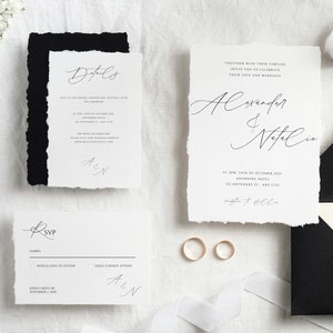 Minimalist Script Wedding Invitation Suite Template - Simple Modern Editable Invitation Canva Template - Printable DIY Wedding Invitations
