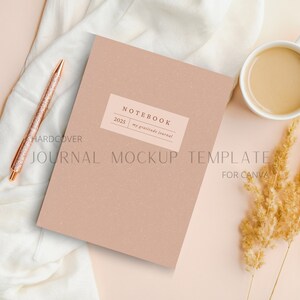 Journal Mockup Canva Template - Boho Neutral Editable Book Cover Template, Hardcover Book Mockup, Journal Cover Template for Canva