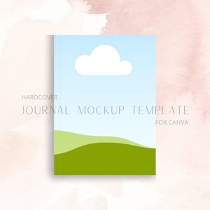 Journal Mockup Canva Template - Pink Feminine Neutral Editable Book Cover Template, Hardcover Book Mockup, Journal Cover Template for Canva
