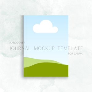 Journal Mockup Canva Template - Mint Green Watercolor Editable Book Cover Template, Hardcover Book Mockup, Journal Cover Template for Canva