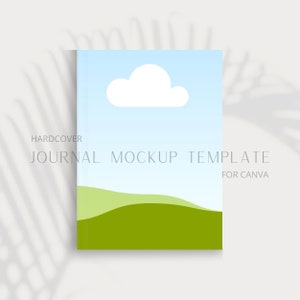 Journal Mockup Canva Template - Boho Neutral Palm Editable Book Cover Template, Hardcover Book Mockup, Journal Cover Template for Canva