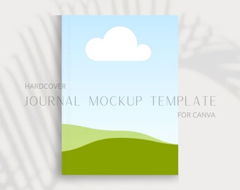Journal Mockup Canva Template - Boho Neutral Palm Editable Book Cover Template, Hardcover Book Mockup, Journal Cover Template for Canva