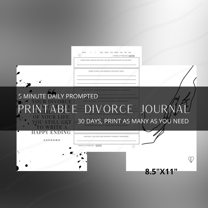 PRINTABLE Journal 5 Minute 30 Day Printable Divorce Journal Etsy