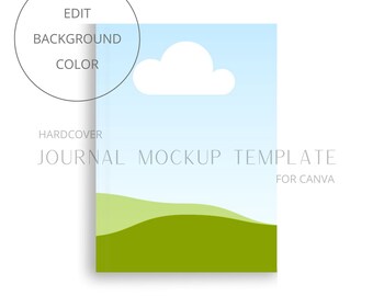 Journal Mockup Canva Template - Change the Background, Editable Book Cover Template, Hardcover Book Mockup, Journal Cover Template for Canva
