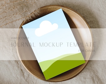 Journal Mockup Canva Template - Boho Neutral Editable Book Cover Template, Hardcover Book Mockup, Journal Cover Template for Canva, Ebook