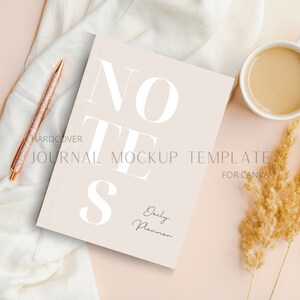 Journal Mockup Canva Template - Boho Neutral Editable Book Cover Template, Hardcover Book Mockup, Journal Cover Template for Canva