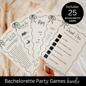 Bachelorette Games Printable Bundle 25 Pack Download - Tying the Knot Black Bow Bachelorette Party Games for Adults Fun Bridal Shower Games