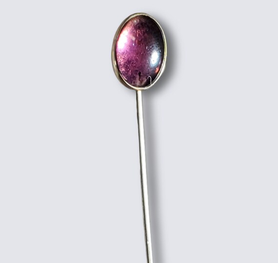 Antique Victorian Edwardian 14K Gold Amethyst Glass Hat Pin  display picture 3