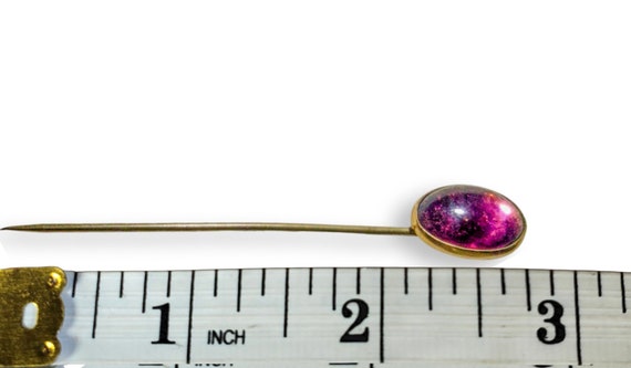 Antique Victorian Edwardian 14K Gold Amethyst Glass Hat Pin  display picture 1