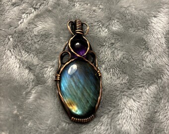 labradorite pendant in cooper boho jewelry bohemian healing crystal jewelry hippie