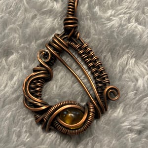 citrine pendant wrapped in copper healing crystal jewelry boho jewelry bohemian