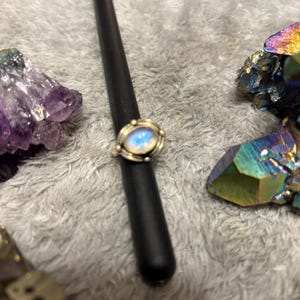 sterling silver rainbow moonstone ring healing crystals gifts for her boho bohemian jewelry