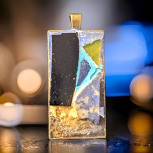 Lapis Lazuli Pendant / Mosaic necklace / Concrete Necklace / Long Pendant Necklace / Art Pendant