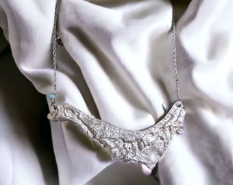 collana con pendente fuso in argento sterling massiccio 925 con catena in argento sterling e perle di pietra semipreziosa labradorite