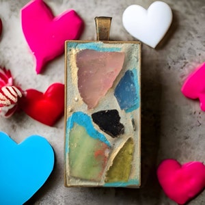 Mosaic necklace / Concrete Necklace / Long Pendant Necklace / Art Pendant
