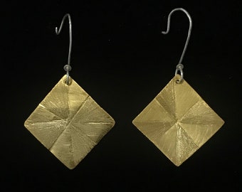 Diamond Shape Gold Earrings
