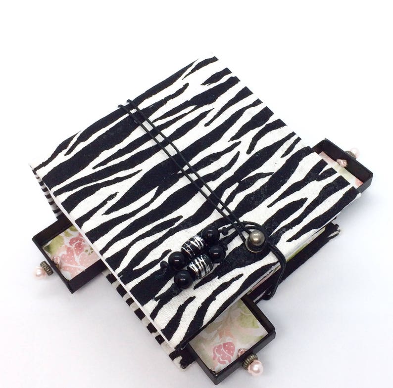 Altered Matchbox Journal With Zebra Fabric Print Journal Etsy