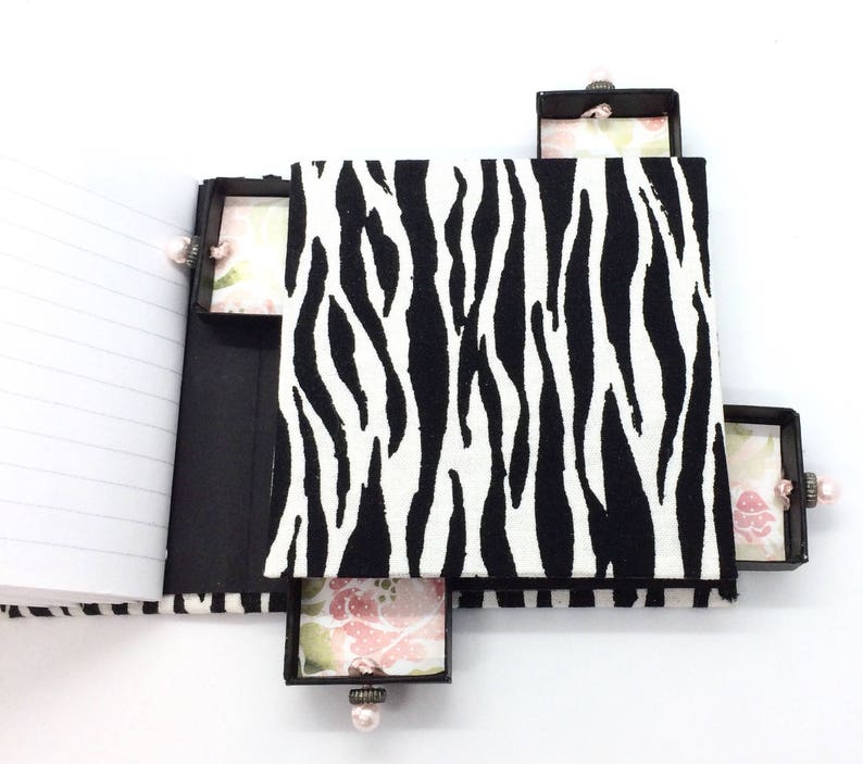 Altered Matchbox Journal With Zebra Fabric Print Journal Etsy