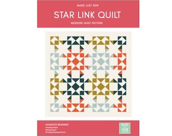 Star Link Quilt PDF Pattern, Instant Download, Christmas Quilt Pattern, Modern Quilt Pattern, Scandinavian Xmas, quilt pattern