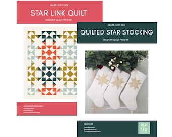 Christmas Quilt and Stocking PDF Pattern Combo, Instant Download, Christmas Stocking Pattern, Christmas quilt, Scandinavian Xmas pattern