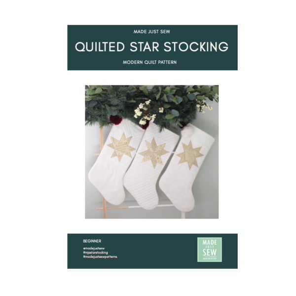 Quilted Star Stocking PDF Pattern, Instant Download, Christmas Stocking Pattern, Xmas Stocking Pattern, Scandinavian Xmas, quilt pattern