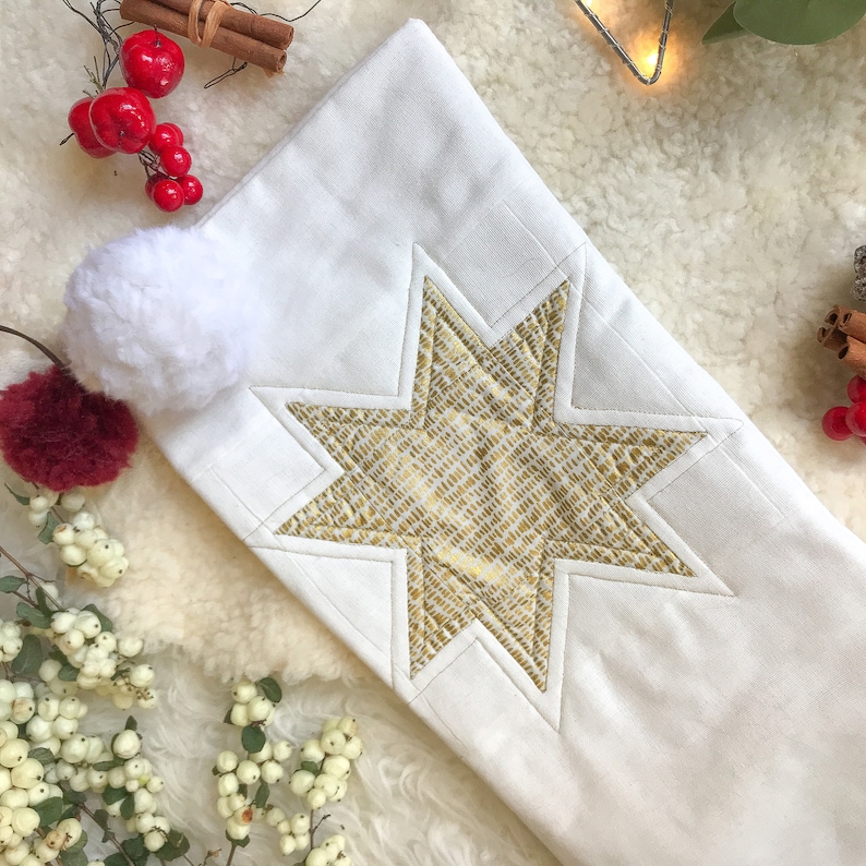 Quilted Star Stocking PDF Pattern, Instant Download, Christmas Stocking Pattern, Xmas Stocking Pattern, Scandinavian Xmas, quilt pattern image 4