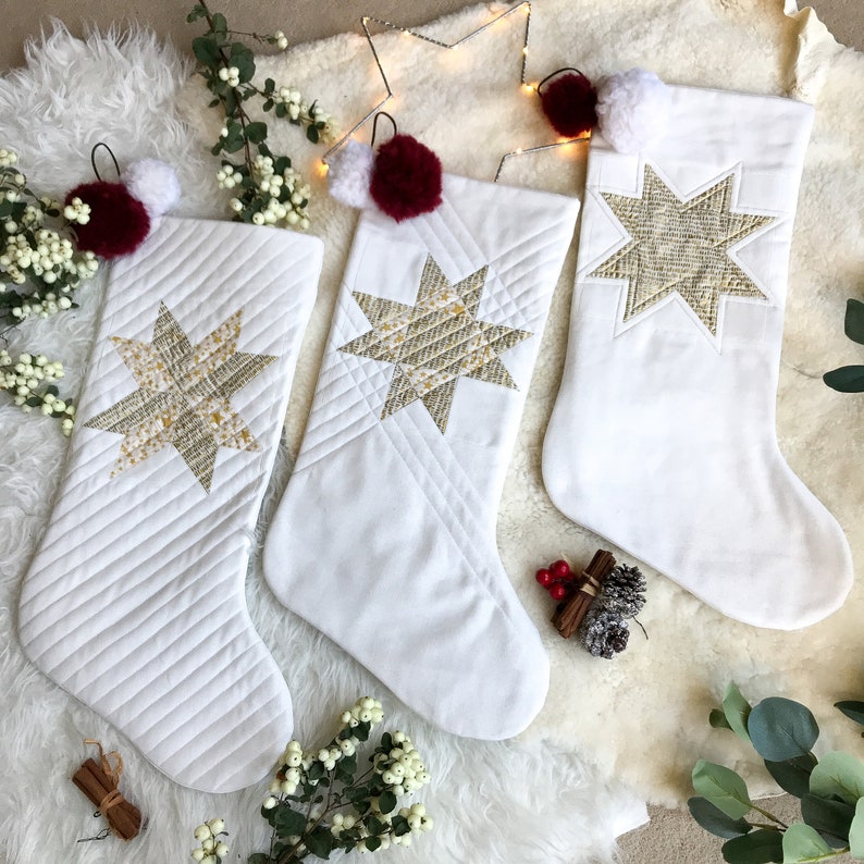 Quilted Star Stocking PDF Pattern, Instant Download, Christmas Stocking Pattern, Xmas Stocking Pattern, Scandinavian Xmas, quilt pattern image 6