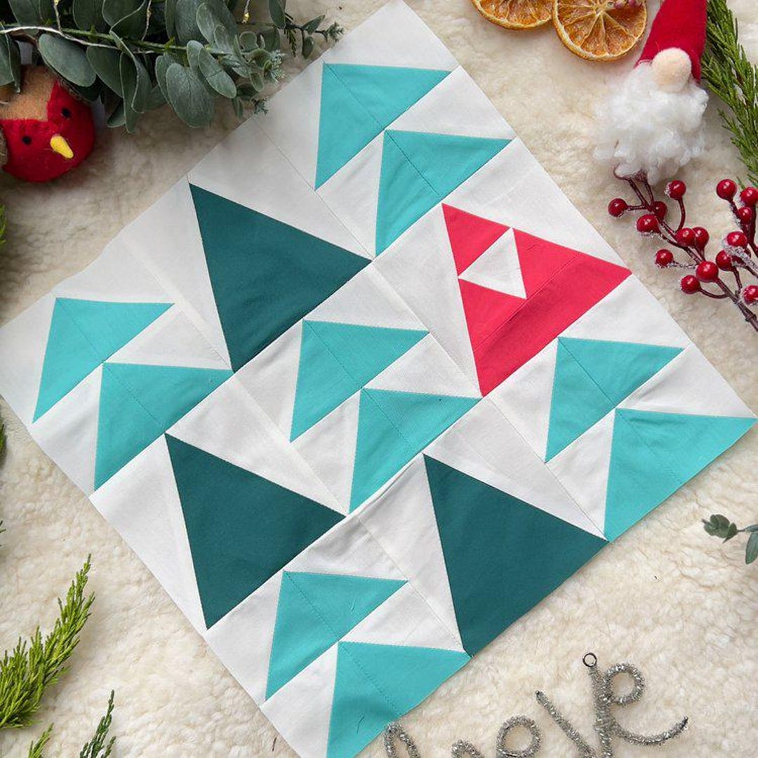Santa Sewing Pattern Blocks Seeking Santa Quilt Block Pattern: Christmas Design (PDF Download) - Etsy