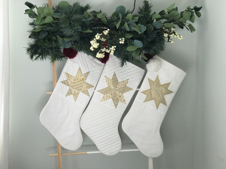 Quilted Star Stocking PDF Pattern, Instant Download, Christmas Stocking Pattern, Xmas Stocking Pattern, Scandinavian Xmas, quilt pattern image 2