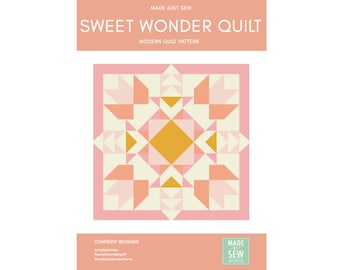 Sweet Wonder Quilt PDF Pattern, instant download, Modern quilt pattern, Half Square triangle, for advanced beginners modern quilting design