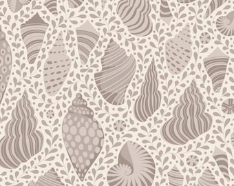 Tilda Fabric - Cotton Beach - Beach Shells - Grey - Fabric