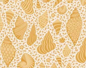 Tilda Fabric - Cotton Beach - Beach Shells - Honey - Fabric