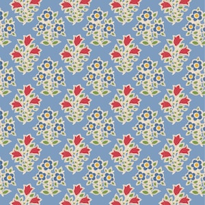 Tilda Fabric - Jubilee - Blender - Farm Flowers Light Blue - Yardage