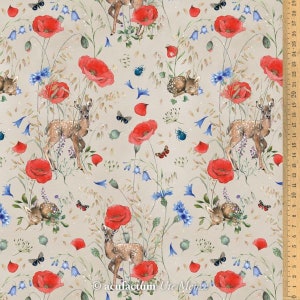 Acufactum - Reh im Sommer Feld - Fat Quarter (ungefähr) 45 cm x 76 cm