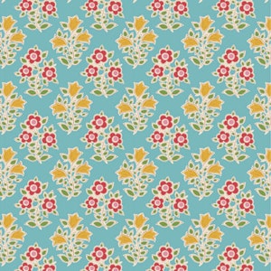 Tela Tilda - Jubileo - Licuadora - Flores de Granja Teal - Yardage