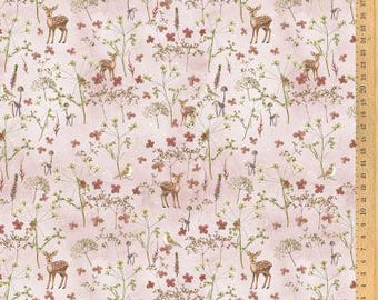 Acufactum - Cerf et Fleurs - Coupon de tissu (environ) 45,7 cm x 76,2 cm