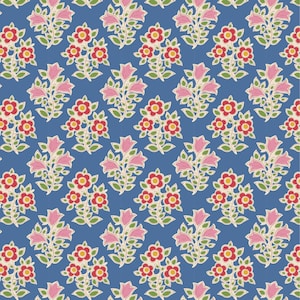 Tilda Fabric - Jubilee - Blender - Farm Flowers Blue - Yardage