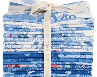 Tilda Fabric -Something Blue - A Fat Quarter Bundle - 20 Pcs